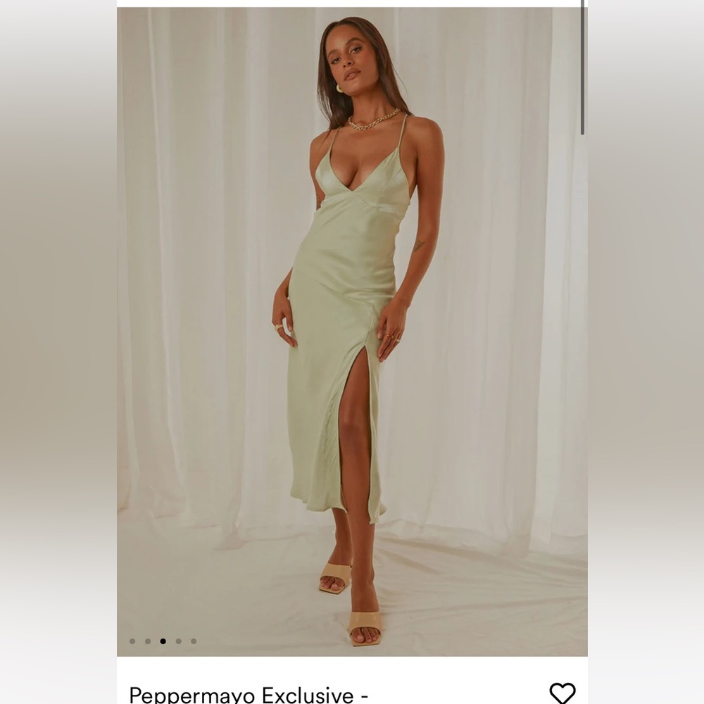 Peppermayo sweet life midi dress in sage, size 2